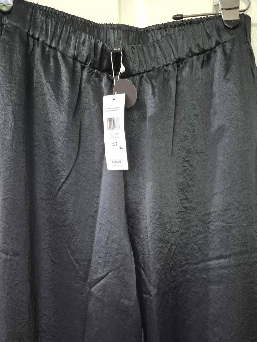 NWT Eileen Fisher Graphite Textured Satin Wide-Leg Pants Size Medium - Picture 5 of 10